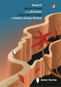 Image of seperti semut hitam yang berjalan diatas batu hitam di dalam gelap malam